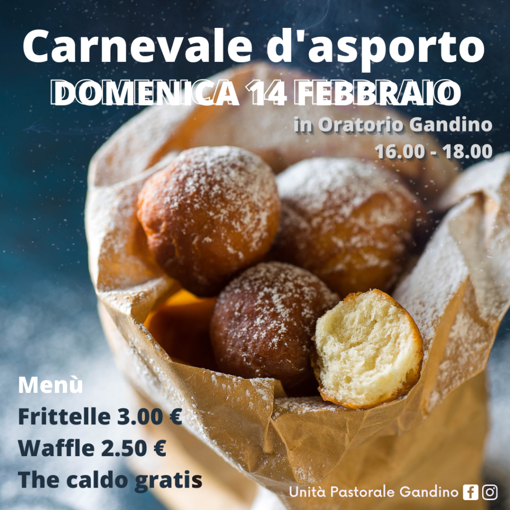 Potevano mancare le buonissime frittelle di carnevale? No, ecco che i ragazzi dell'oratorio le cucinano d'asporto! per un dolce carnevale!